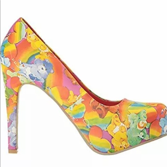 NEW CARE BEARS Kawaii Platform Heel Shoes Lots A Rainbows - Picture 7 of 7
